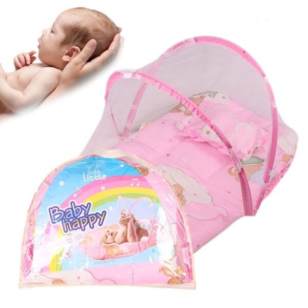 Lit Pour Bébé 3 en 1 (Lit, Matelas Et Moustiquaire) – 0 à 2 ans Rose – Image 4