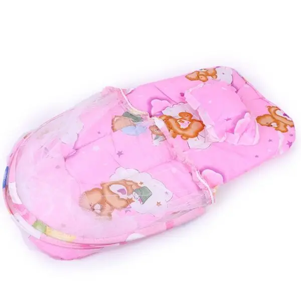 Lit Pour Bébé 3 en 1 (Lit, Matelas Et Moustiquaire) – 0 à 2 ans Rose – Image 3