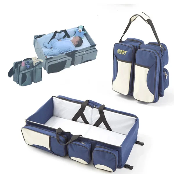 Sac à langer/ lit de voyage pour bébé (3 en 1) Bleu