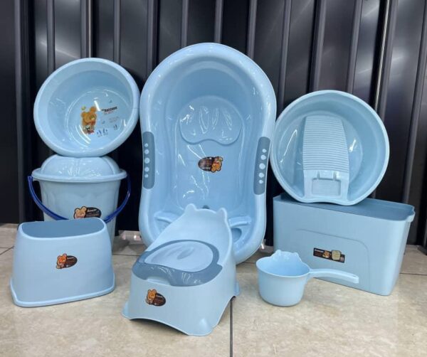 Ensemble de baignoire pour Bébé - 8 pièces - Bleu