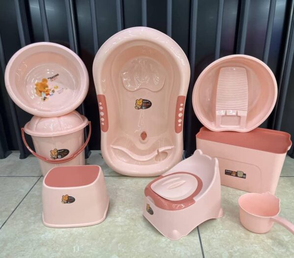Ensemble de baignoire pour Bébé - 8 pièces - Rose