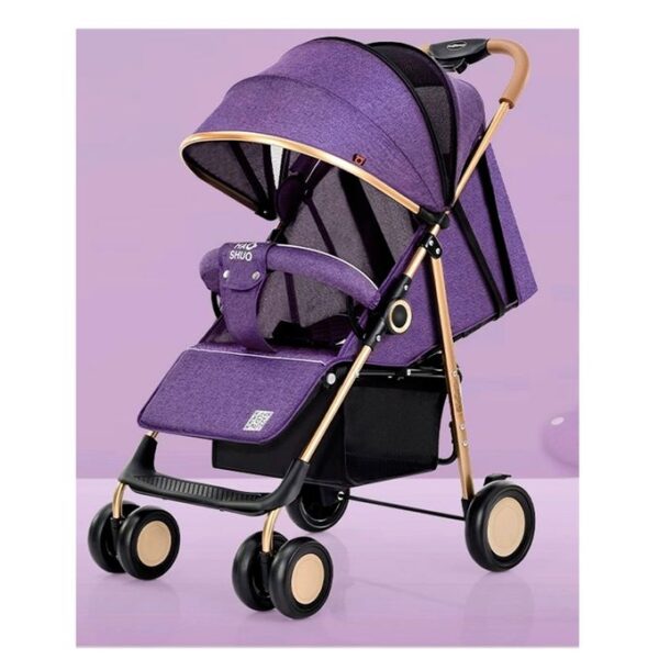 Poussette Bébé Avec Porte Bagage, Capot Parasoleil – Violet