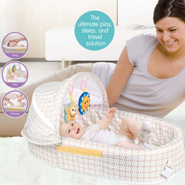 Berceau / Lit De Voyage Pour Bébé Pliable et Portable Marron/Beige – Image 2