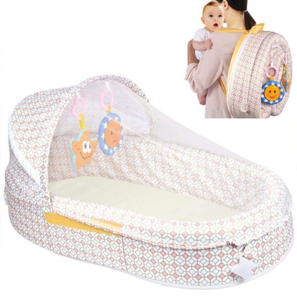Berceau / Lit De Voyage Pour Bébé Pliable et Portable Marron/Beige