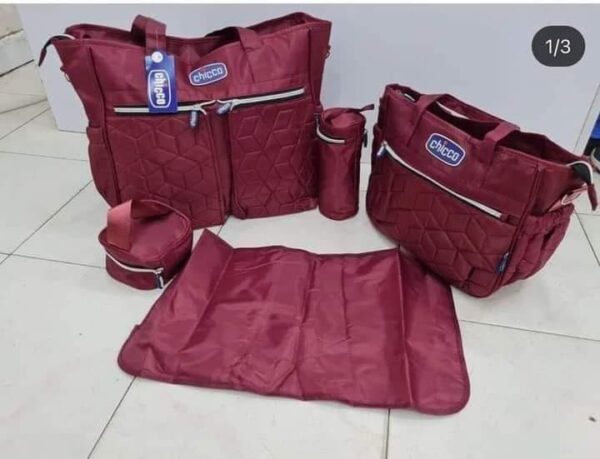 Sac à maman Chicco 5 pièces tissu imperméable Rouge