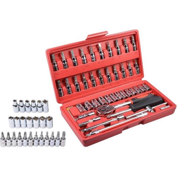 Kit de 46 clés à douilles a cliquet avec coffre de rangement – Image 2