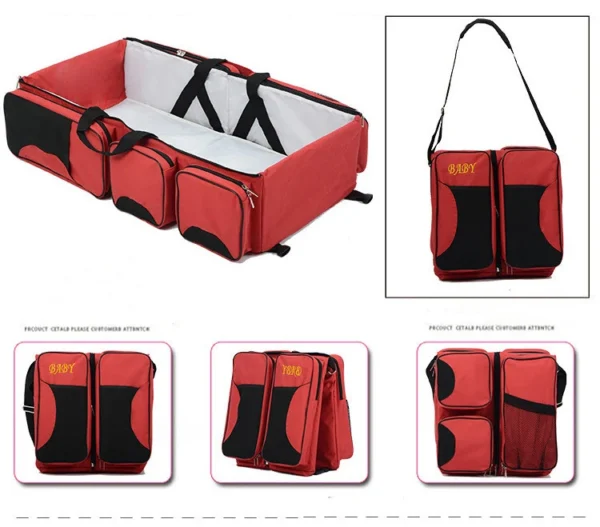 Sac à langer/ lit de voyage pour bébé (3 en 1) Rouge
