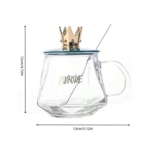 02 Tasse Avec Couronne + Petite Cuillère- En Verre – Image 5