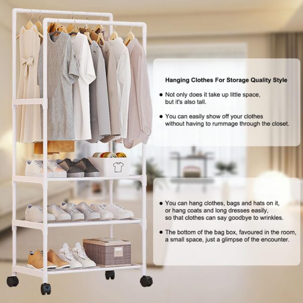 Étagère à vêtements avec porte-chaussures multifonctionnel – Image 3