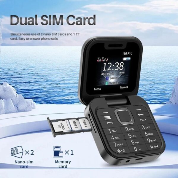 Téléphone portable à rabat i16 Pro - double SIM - 2G – Image 4
