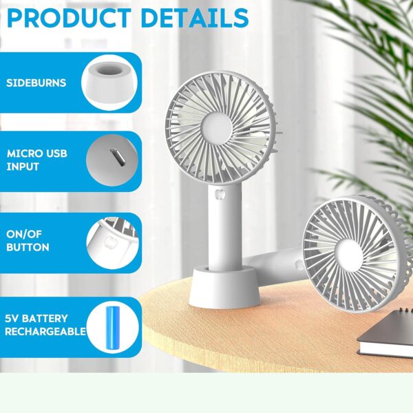 Mini Ventilateur Rechargeable Silencieux - Table Portable - 3 Vitesses – Image 2
