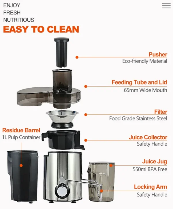 Presse-agrumes - extracteur de jus Sovio en acier inoxydable - 850W – Image 4