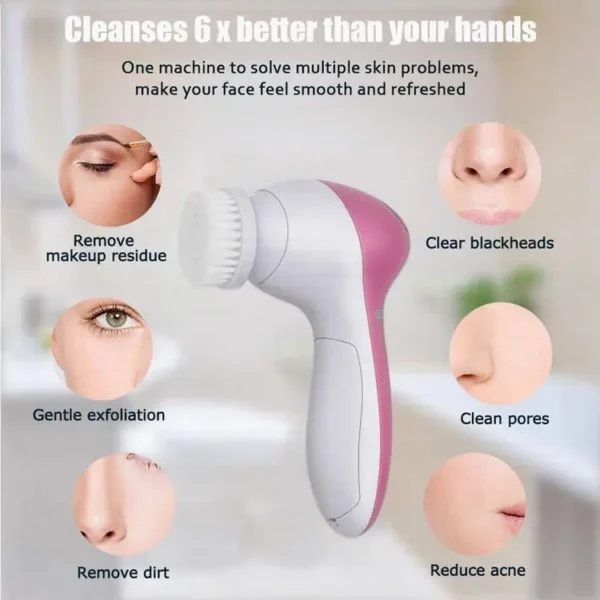 Brosse électrique multifonction 5 en 1 pour le nettoyage du visage – Image 3