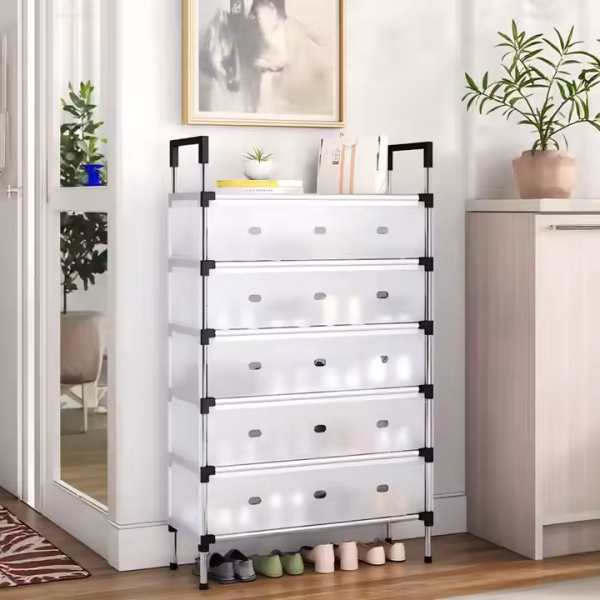 Étagère à chaussures avec couvercle multifonctionnel - 6 niveaux – Image 3