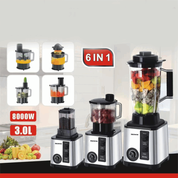 Blender Silver Crest 6 en 1, en acier inoxydable multifonction, 8000W, 3L – Image 2