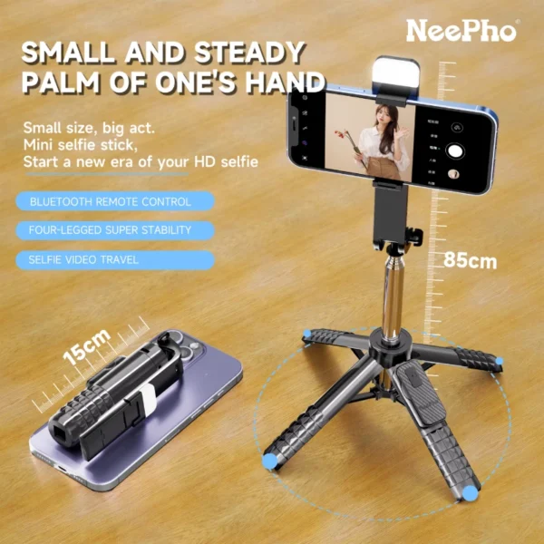 Mini perche à selfie 3 en 1 pour téléphone portable – Image 2